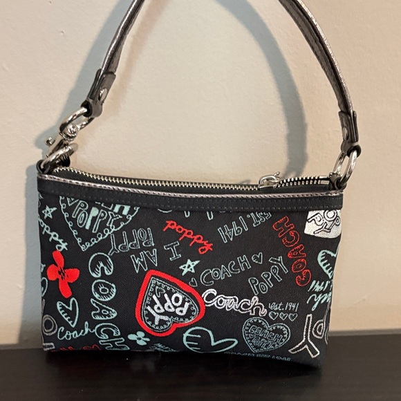 Coach Poppy Black and Red Mini shoulder with Graphic Design